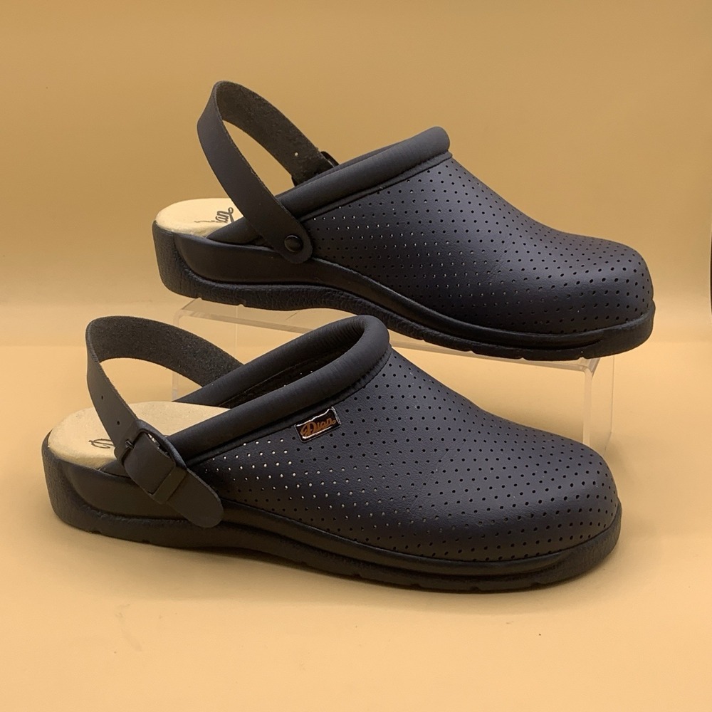 Dian Women's Mules Clogs Slip On Shoes Strap Navy Blue MADE IN SPAIN - Size US 8